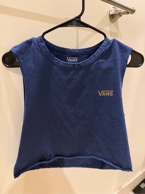 Vans Navy Blue Sleeveless Crop Top with Small Logo
